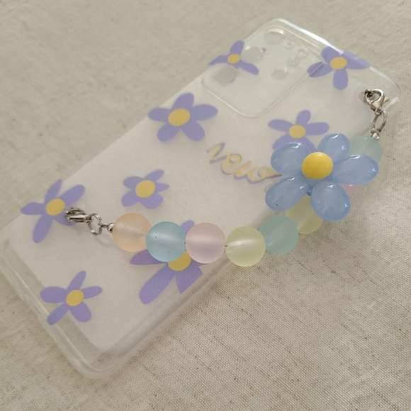 Flower Pattern Phone Case With Flower Decor Beaded Hand Strap Samsung S20 Ultra - Picture 2 of 4
